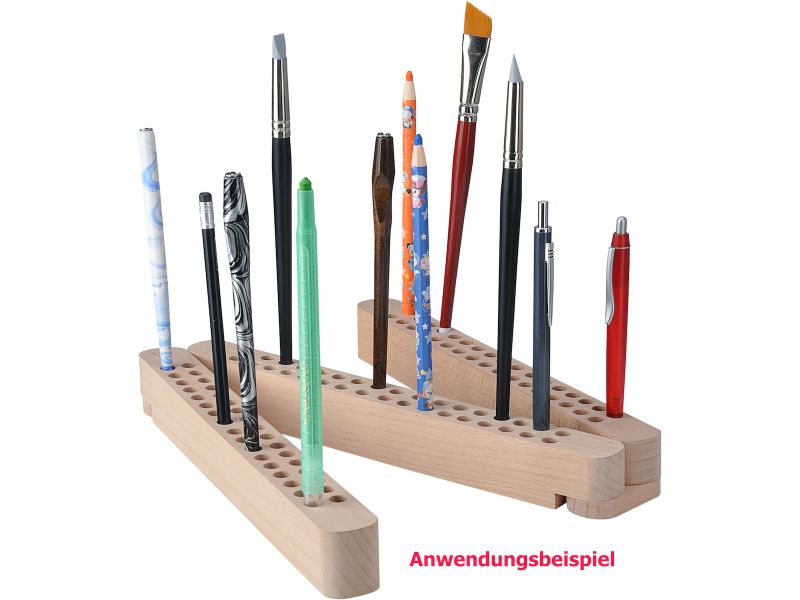 Support pour pinceaux ou crayons en bois de htre, 102 trous, 29x9 cm pli.