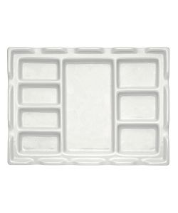 Porcelain palette 18x24 cm, with 8 compartments and brush rest edge