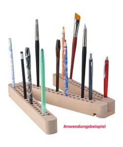Support pour pinceaux ou crayons en bois de htre, 102 trous, 29x9 cm pli.