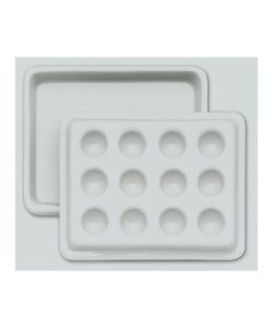 Porcelain palette, 8x10.5 cm with 12 small round holes and cover