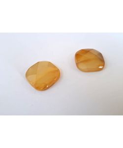 African Yellow gemstone, beveled square and faceted 25x25 mm
