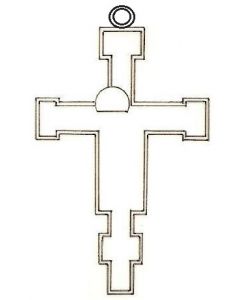 Croix Giunta Pisano di Pisa, avec cadre creuse, aurole, clipeus, brute