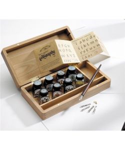 calligraphy kit with wooden box, Winsor & Newton