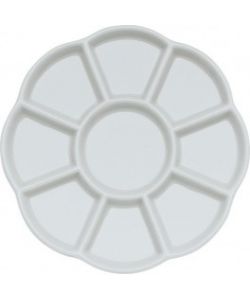 Paleta de porcelana en forma de flor de 14 cm de dimetro. con 9 compartimentos planos