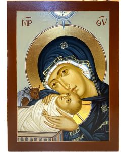Ikone der Geburt Christi, Jungfrau Maria mit Jesuskind 18x24 cm