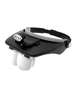 Visor with 4 magnifying glasses and torch