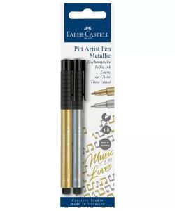 Pitt Artist Pen Metallic 1.5 India ink pen, gold/silver