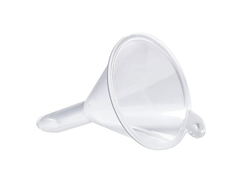 Mini plastic funnel, transparent