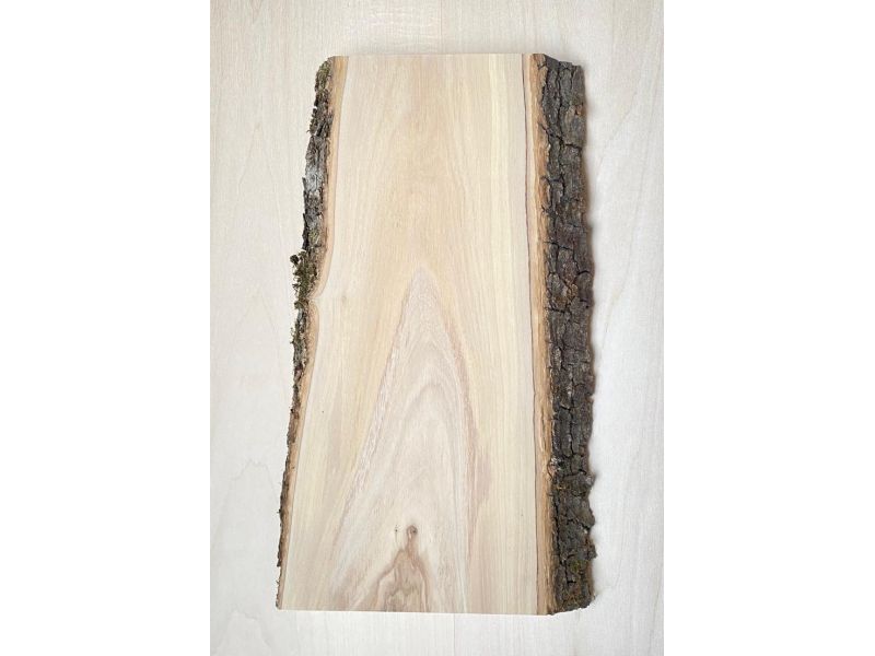 Unique piece in solid olive wood with chamfers and bark 14x30 cm