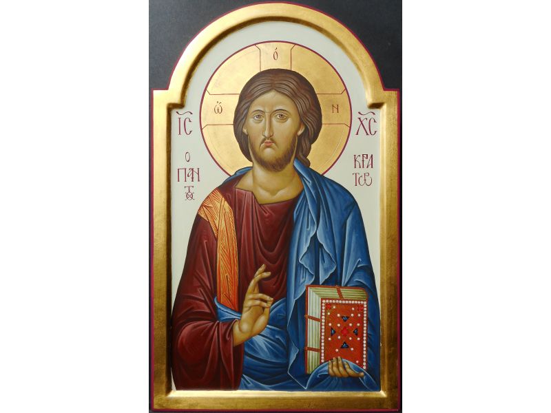 Icono Cristo Pantocrátor 21x35 cm con arco