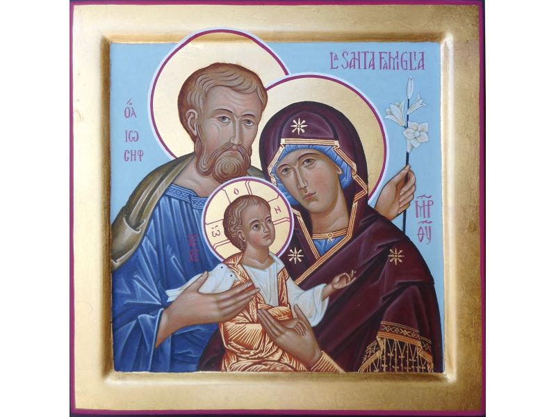 Icona Santa Famiglia,  20x20 cm