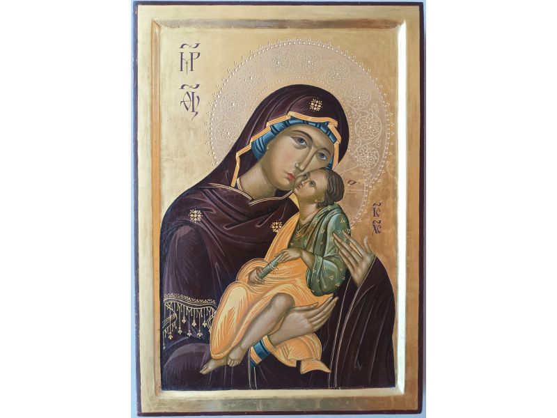 Icne Vierge de Tendresse, 30x43 cm, avec cadre creuse