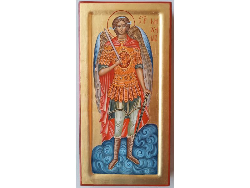 Archangel Michael icon, 21x42 cm, with cradle