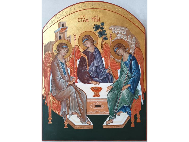 Holy Trinity icon, 29x39 cm, with arch, smooth