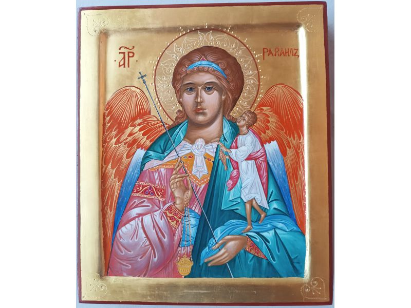 Archangel Raphael icon, 24x28 cm, with cradle