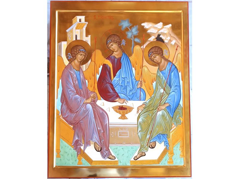 Holy Trinity icon, 63.5x80 cm, with cradle