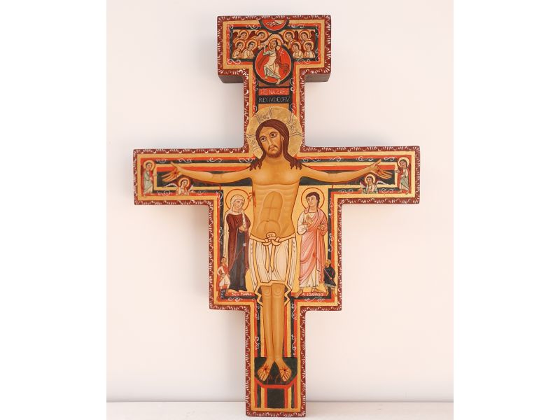 Crucifijo de San Damiano h. 38 cm con pedestal