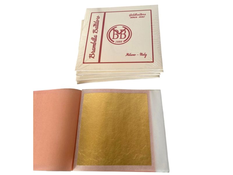 Libretto Foglia d'oro 25 fogli giallo 22,75 AD kt  Brambilla (Italia)