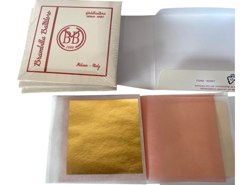 Libretto Foglia d'oro 25 fogli giallo 23 3/4 kt  Brambilla (Italia)