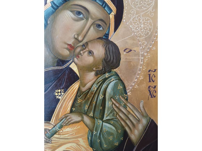 Icne Vierge de Tendresse, 30x43 cm, avec cadre creuse