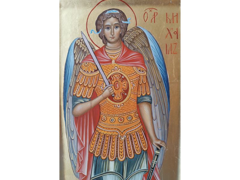 Archangel Michael icon, 21x42 cm, with cradle