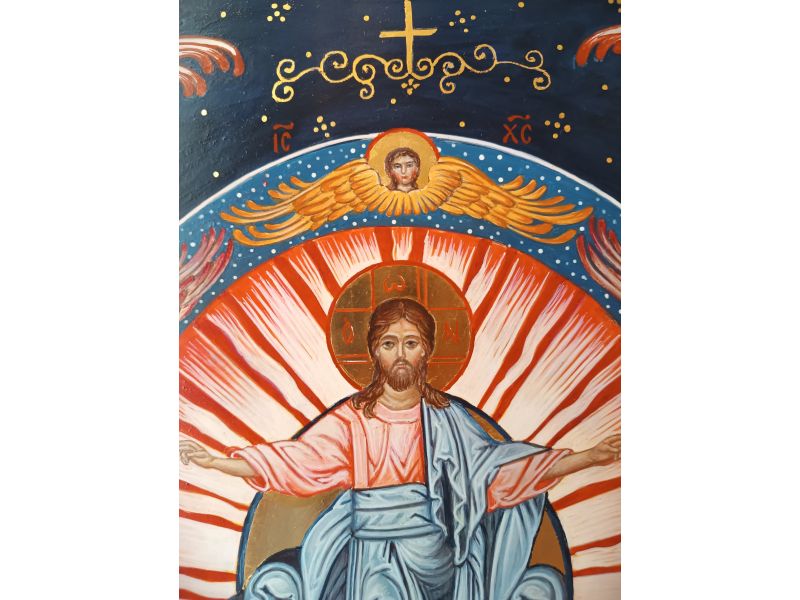 Icon Christ among the powers, 35x45 cm, with cradle