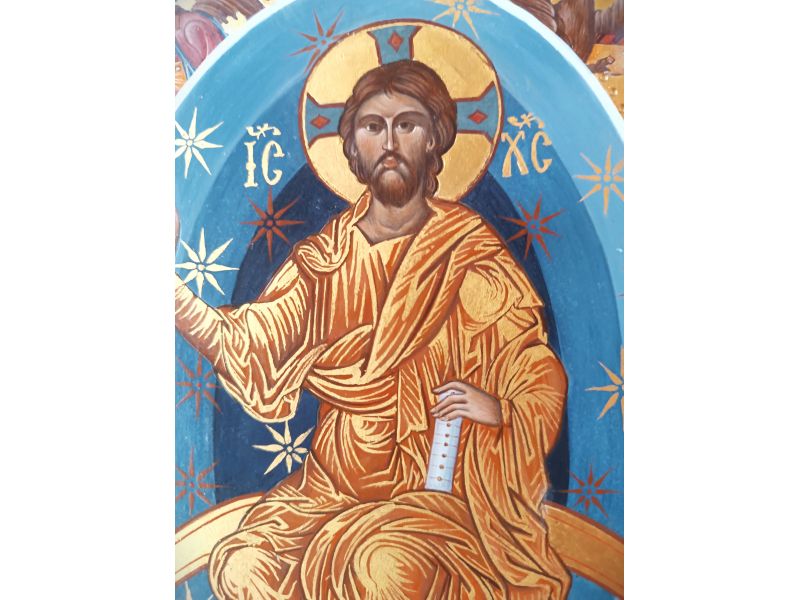 Christ Pantocrator icon, 19.5x35.5 cm, oval, smooth