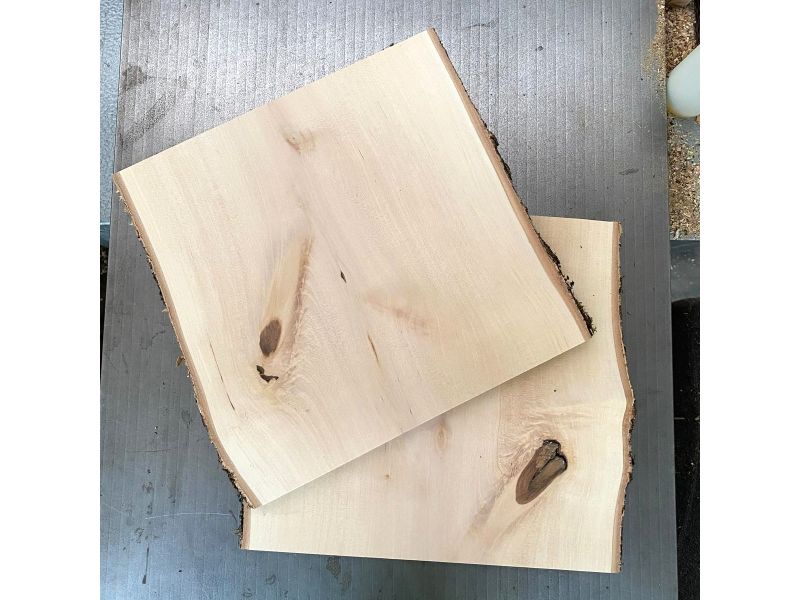Pezzo unico in legno massiccio di BETULLA con nodo, larghezza 30 cm, altezza 30 cm