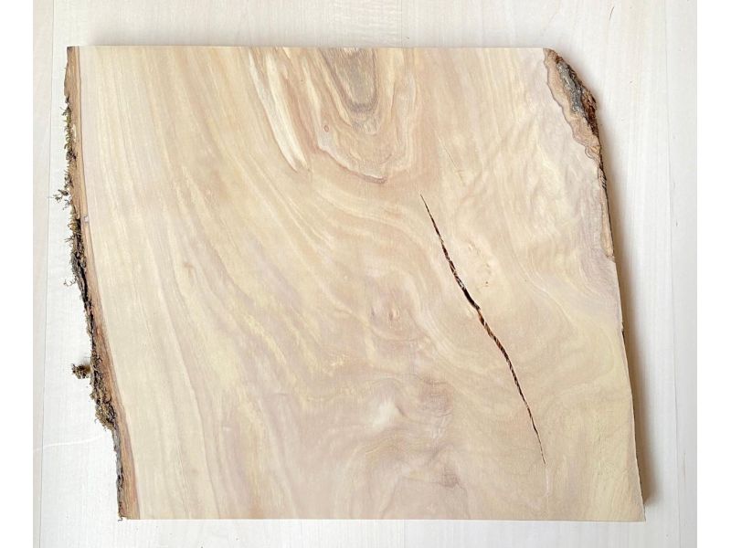 Unique piece in solid olive wood with chamfers and bark  32x30 cm