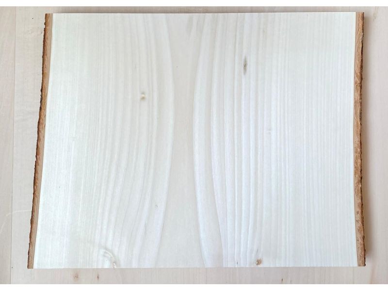 Pezzo unico in legno massiccio di Tiglio, con corteccia, per pirografia, 38x30 cm