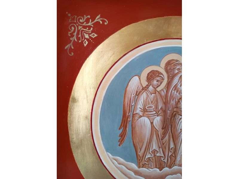 Icne des Anges Les Trois Vertus, 27,5x27,5 cm, sur plaque en cramique