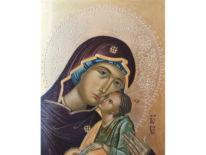 Virgin of Tenderness icon, 30x43 cm, with cradle