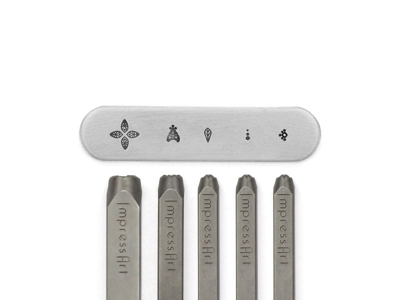 Set of 5 Carbon Steel Punches, Professional Quality, MANDALA SERIES 5