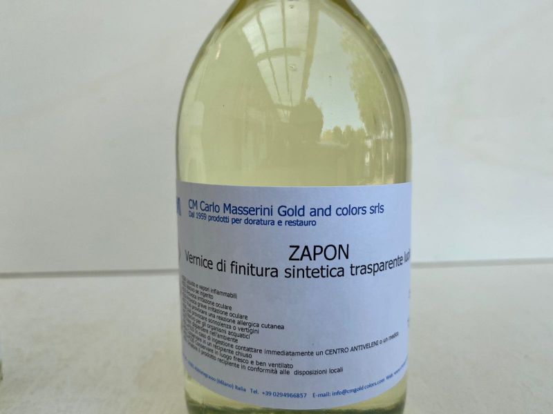 Vernice protettiva per foglia oro Zapon (base nitro), Masserini
