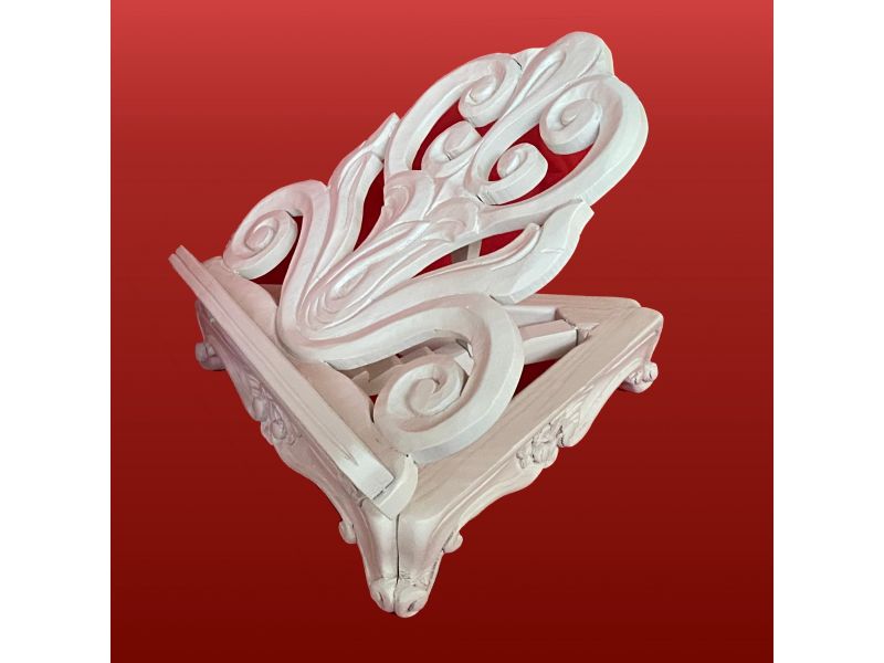 Lectern in solid linden wood, hand-carved, white lacquered