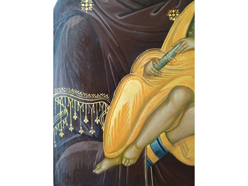 Icono Virgen de la Ternura, 30x43 cm, con cuna