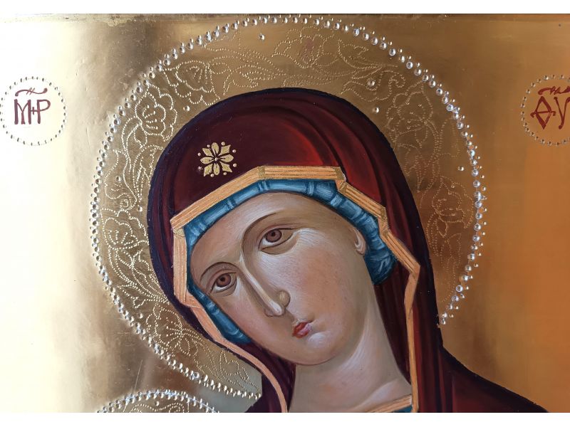 Virgin breastfeeding icon, 35x45 cm, with cradle