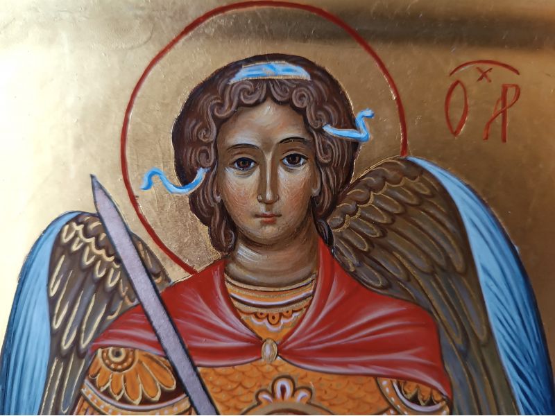 Archangel Michael icon, 21x42 cm, with cradle