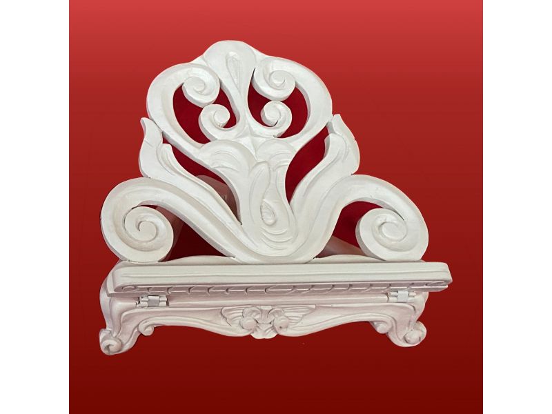 Lectern in solid linden wood, hand-carved, white lacquered