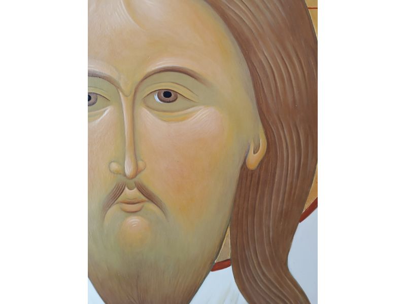 Icon face of Christ Mandiglion, 51x62 cm with cradle