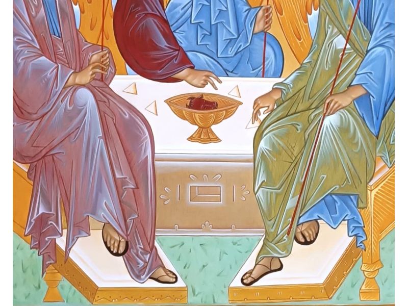 Holy Trinity icon, 63.5x80 cm, with cradle