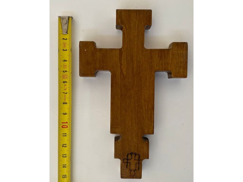 MINI Blue cross Astile in linden wood h. 15 cm, smooth, with gesso, thickness 1.5 cm