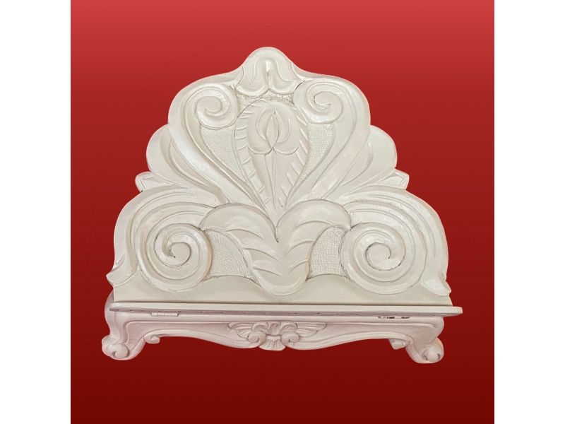 Lectern in solid linden wood, hand-carved, white lacquered