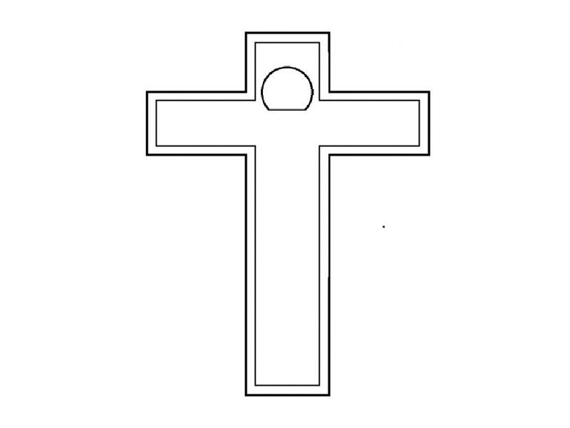 Croix Simple, avec cadre creuse, aurole, brute