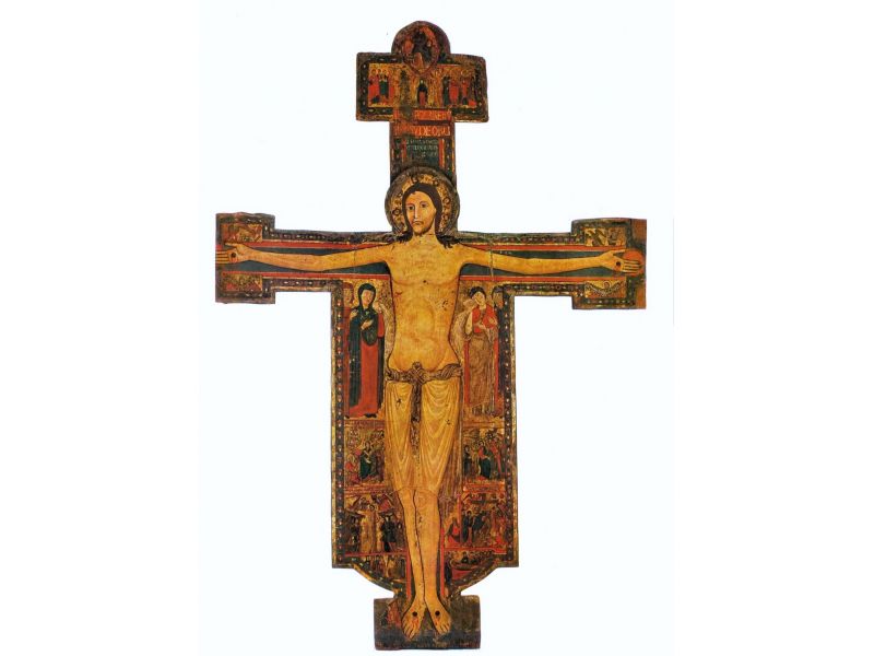 Croix di Sarzana, avec cadre creuse,aurole, clipeus, enduite