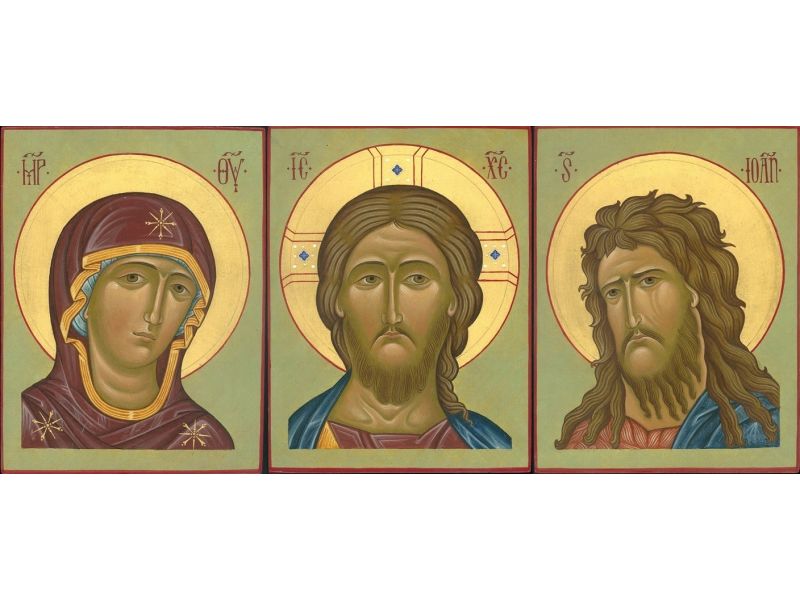 Deesis (visage du Christ, visage Mre de Dieu, visage Jean-Baptiste) 13x17 cm