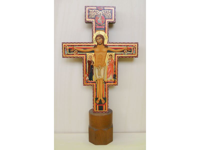 Crucifijo de San Damiano h. 38 cm con pedestal