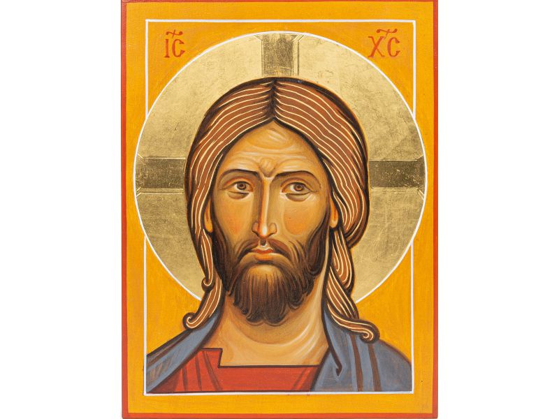 Antlitz Christi mit goldenen Haaren 21x28 cm