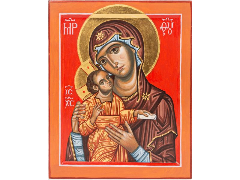 Mother of God with Child, Glikophilousa, 20x25 cm