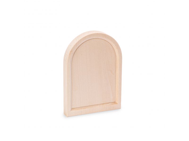 Tabla para icono de madera de tilo, mini, con arco, cavada, solo madera (en bruto)